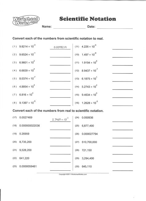 operations with scientific notation worksheet math aids