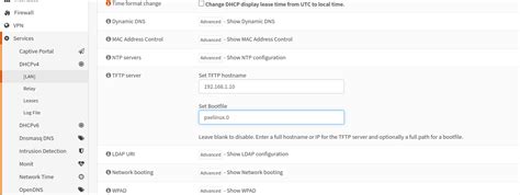 opnsense pxe dhcp options
