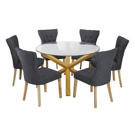Oporto Dining Table Oak With Glass Top My Furniture Direct