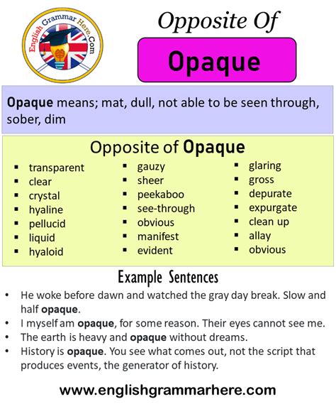 Opposite Of Opaque Definition