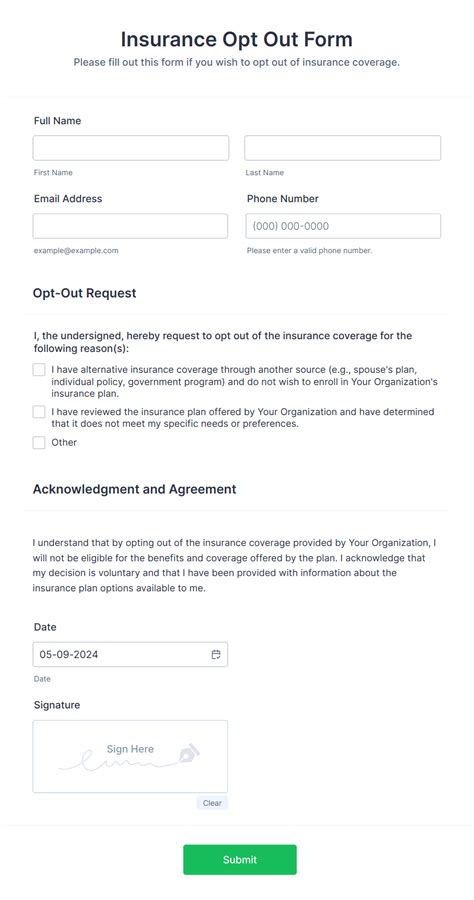 opt out consent form template
