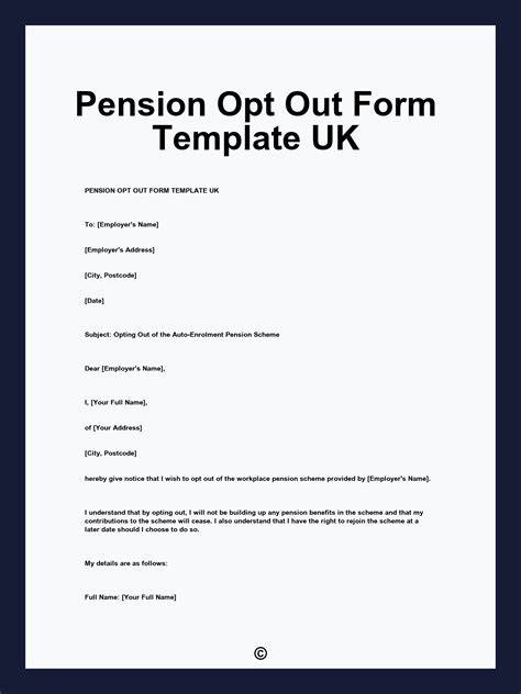 opt out pension form template