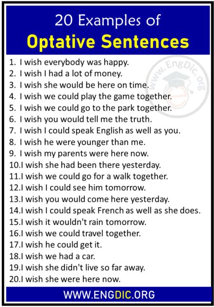 optative sentence example 20 with answers