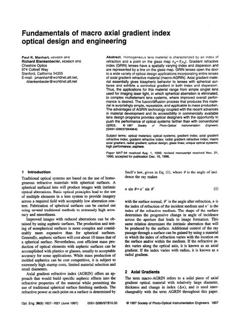 Optical Engineering Sci Index