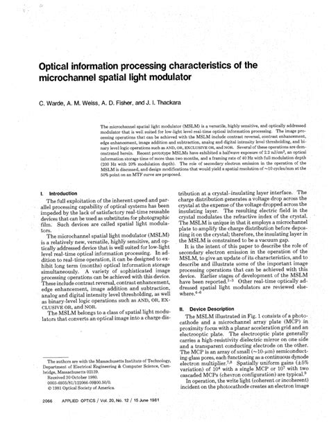 Optical Information Processing
