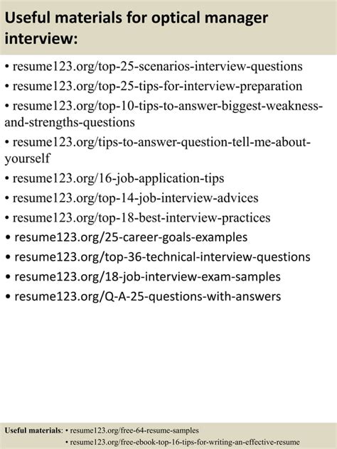 Optical Manager Interview Questions