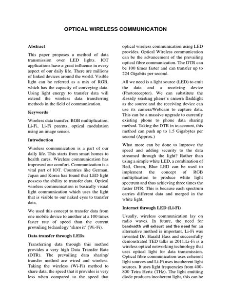 Optical Wireless Communication Pdf