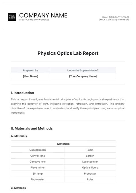 Optics Lab Report