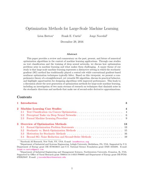 optimization methods for large scale machine learning pdf