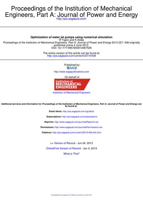 Optimization Of Water Jet Pumps Using Numerical Simulation