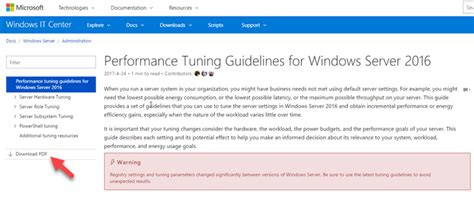 optimize windows server 2016 performance