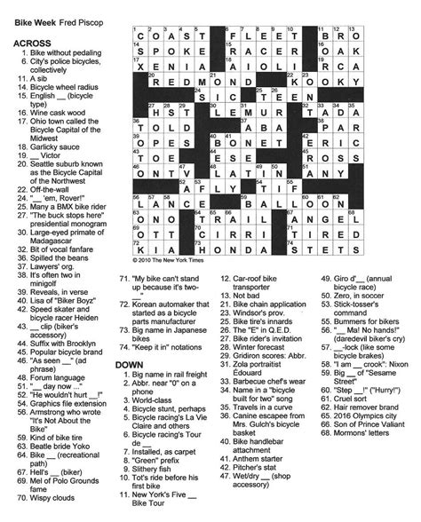 option at many bike clubs nyt crossword