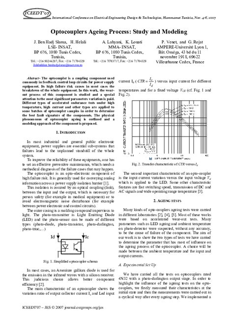 Optocouplers Ageing Process Study And Modeling