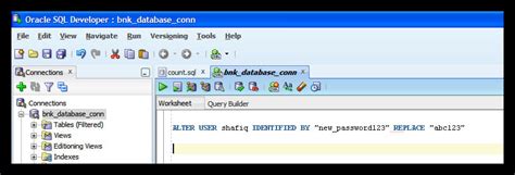 oracle change user password sql developer