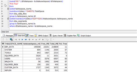 oracle check system tablespace usage