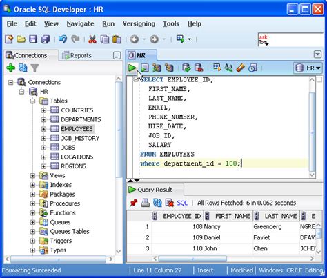 oracle sql developer query example