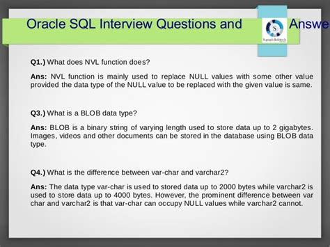 oracle sql interview questions for freshers with answers