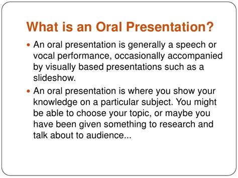 oral presentation definition and examples