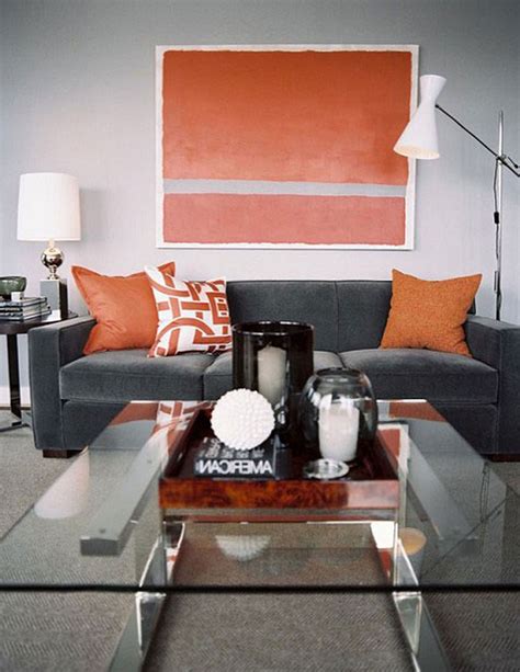 Apartment Therapy Grey and orange living room, Living room decor