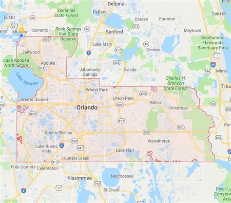 Orange County Florida Line Map