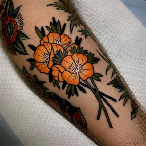 +21 Orange Flower Tattoo Designs Ideas