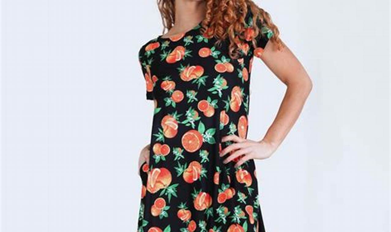 orange fruit print dress