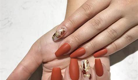 Orange Ovation: Flaunt A Dark Burnt Orange Dress With Rose Gold Nails For A Bold And Fiery Teen Look
