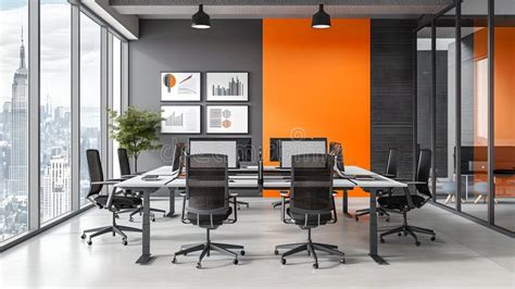 Orange Accent Wall Office