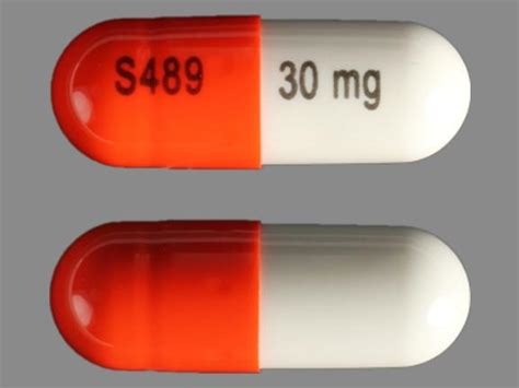 orange and white capsule s489 30 mg