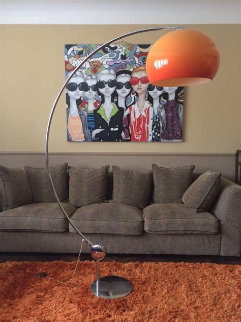 orange arc floor lamp