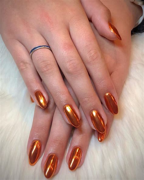 Orange Chrome Nails