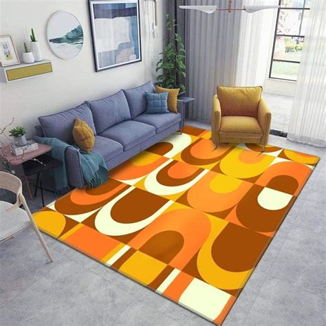 orange circle area rug
