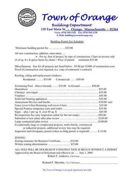 orange county permit fee schedule
