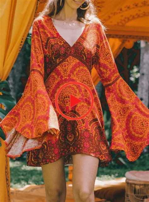 orange dress with bell sleeves