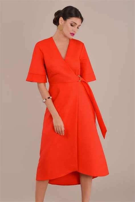 orange dress with bell sleeves