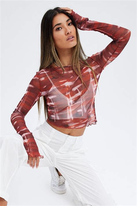Orange Mesh Abstract Top