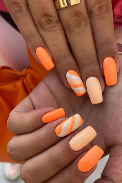 Orange Nail Designs Lines