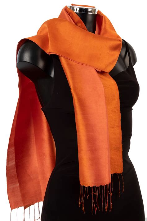 Orange Raw Silk Scarf