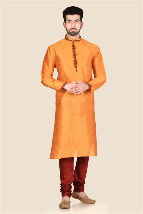 Orange Silk Kurta