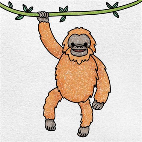 orangutan on a tree drawing