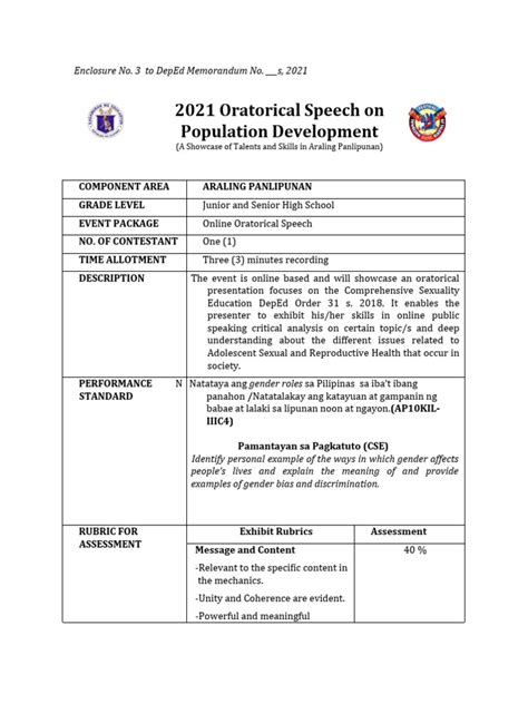 oratorical contest guidelines