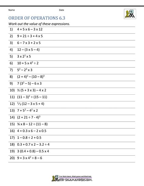 Sixth grade Lesson Order of Operations BetterLesson