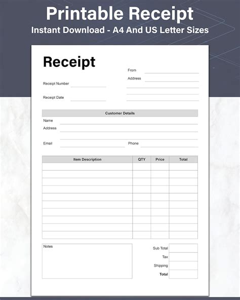 Order System Printable Receipt