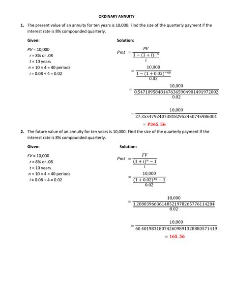 ordinary annuity sample problems with solutions
