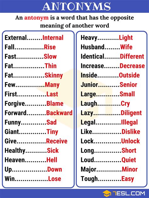 ordinary synonyms and antonyms