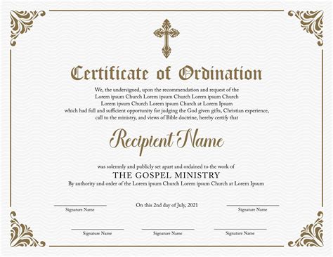 Certificate Of Ordination Template Business Professional Templates