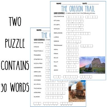 Oregon Trail Puzzle Printable