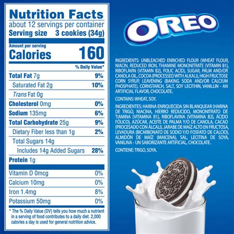 oreo nutrition label and ingredients