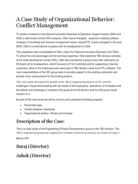 organizational behavior case study examples
