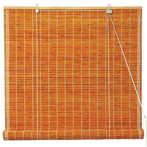 Oriental Furniture Burnt Bamboo Roll Up Blinds Honey (48 in. x 72 in.) Home